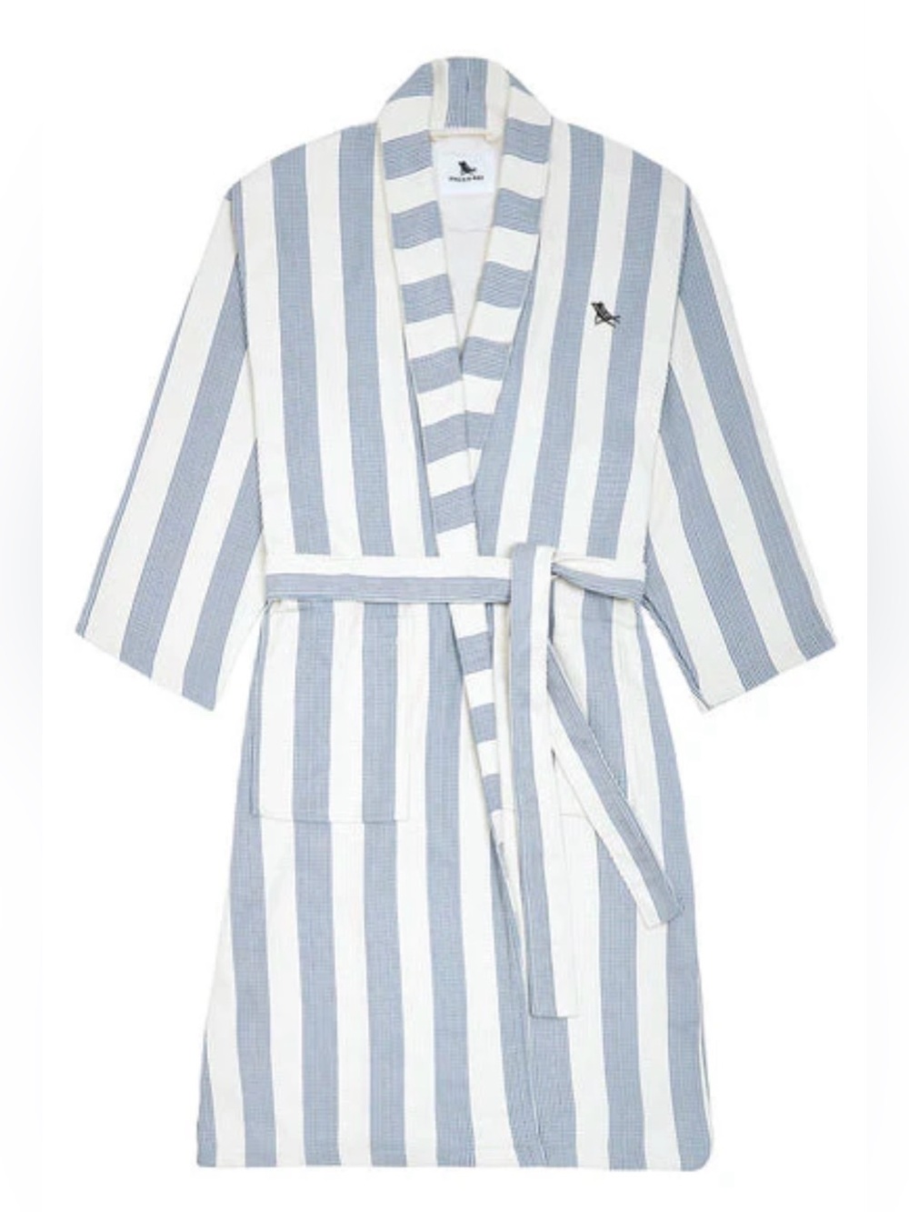 NWT Dock & Bay Bath Robe Luxe Spa Blue White Stripe Beach with logo UNISEX